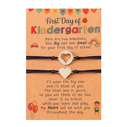 Geavonyg 2 Stücke Erster Tag Des Schularmbandes Herzmatcing Armband Armband Angst Trennung Schmuck Für Tochter Girl Herz Matching Armbänder Für Paare von Geavonyg
