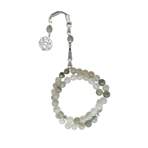 Geavonyg 45pcs 8mm Imitation Jades Glasperlenarmband Hui Ethnische Kulturelle Entwürfe Tragbares Robustes Schmuck Kulturzubehör Accessoire Armband von Geavonyg