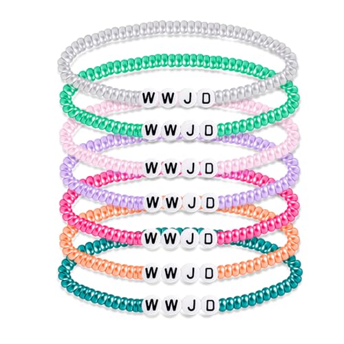 Geavonyg 7pcs Farbenfrohe Wwjd Armbänder Teen Girl Perlen Religiöse Strecke Was Würde WWJD Perlen Armbänder Für Frauen Tun Würden von Geavonyg