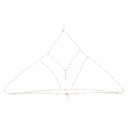 Geavonyg Bra Körperketten Gurthalskette Schmuck Legierung Hochzeit Strandzubehör Für Frauen Mädchen Brust Für Ketten BH Silber Gold von Geavonyg