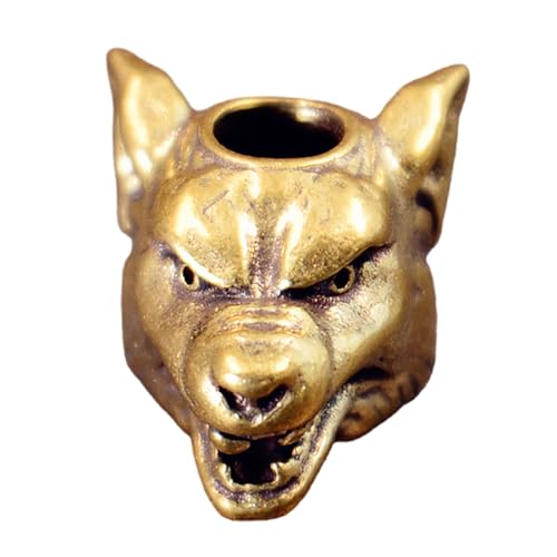 Geavonyg Brass Wolf Head Paracord Anhänger Für Outdoor Enthusiasten Schmuckzubehör Schlüsselbund Charme Rucksack Hanging Ornament Juwely Making Supplies von Geavonyg
