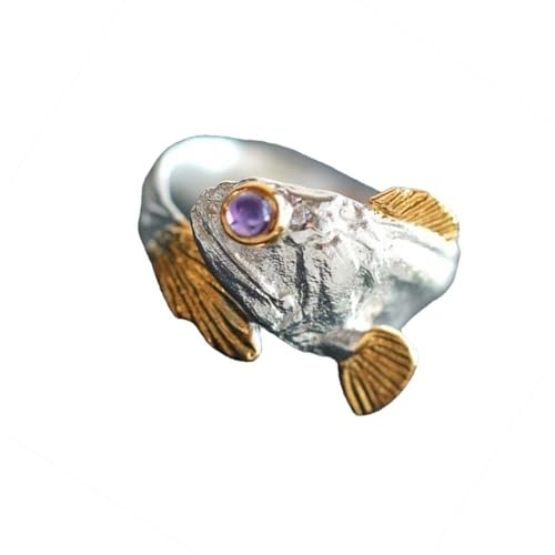 Geavonyg Doppelfarbfischgeformte Verstellbare Ringe Beträchtliche Leichtmetallaccessoire Für Modische Outfit Styling Leichter Legierungsring von Geavonyg