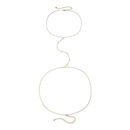 Geavonyg Einfache Bauchketten Taille Kette Strand Körperschmuck Verstellbares Brustkettenlegierung Für Frauen Beach Körperketten Für Frauen Silber von Geavonyg