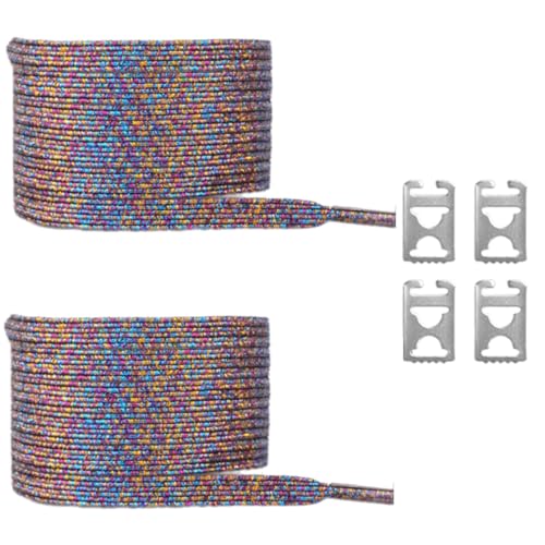 Geavonyg Erwachsene Kinder Glitzern Metallische Gummibänder Nicht Schnürsenketten Mit Metallschlos von Geavonyg
