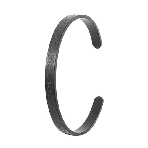 Geavonyg Exquisites Islamisches Ayatul Kursi Manschettenarmband Für Männer Frauen Edelstahl Designe Amulett Barm Schmuck Erweiterbare Leere Armbänder Einstellbare Drahtbänder von Geavonyg