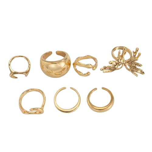 Geavonyg Flüssige Schmetterlingsringe Set 7 Stücke Trendy Elegant Styles Schmuckzubehör Dekoration Für Frauen Täglich Verwenden Flüssige Metallringe von Geavonyg