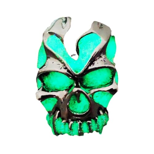 Geavonyg Fluoreszierende Partyringe Verstellbare Gotische Schädel Lumineszierende Schmuck Für Männer Und Frauen Leuchtend Halloween Accessoire Light Emitting Ornamente von Geavonyg