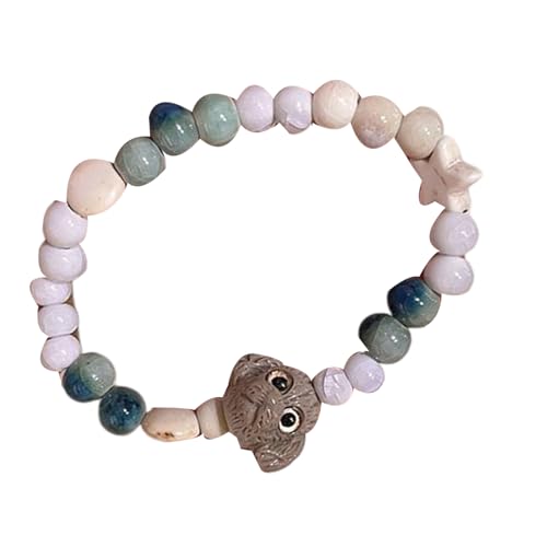 Geavonyg Keramikperlen Armband Mit Hundeanhänger Verstellbarer Länge Armatur von Geavonyg