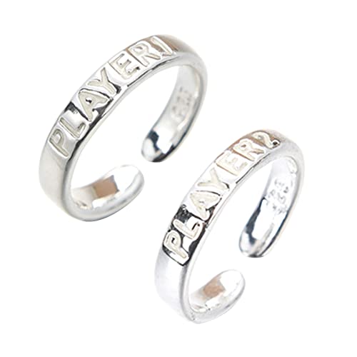 Geavonyg Luminöse Paarringe Leuchten Dunklen Player1 Player2 Passende Für Freundin Freund Valentine Day Geschenkpassungsringe Für Paare Männer Verstellbares Paar von Geavonyg