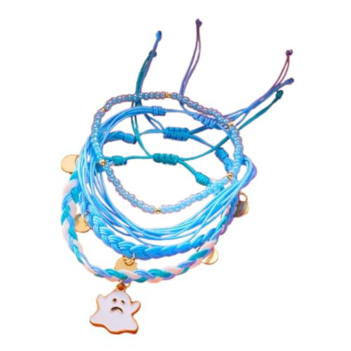 Geavonyg Mehrfarbige Halloween Armband Stretch Perlenstränge Mit Kürbissparten Charm Stapelbares Design Unisex Festival Accessoire Festive Perlenarmband von Geavonyg