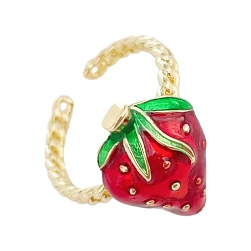 Geavonyg Mode Erdbeer Kirschringe Realistische Designs Bequemer Legierungsschmuck Für Frauen Und Modebegeisterte Cherrys Jewelry von Geavonyg