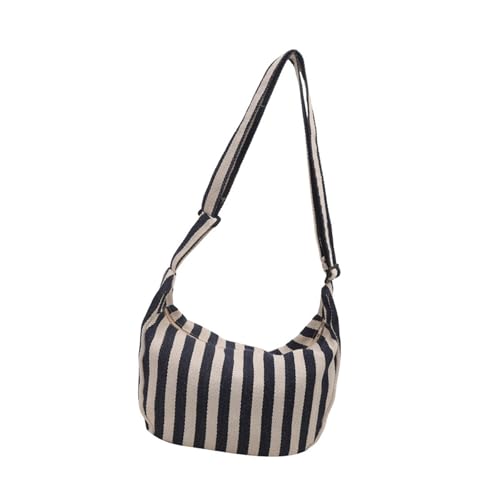 Geavonyg Mode Gestreifte Leinwandtasche Für Frauen Stilvolle Und Funktionale Schulter Crossbody Taschen Tasche Für Tägliche Pendlermut von Geavonyg