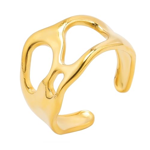 Geavonyg Moderne Einfache Ringe Legierte Textur Stilvolle Unisex Unregelmäßige Moderne Opeinein Einzigartige Einstellbar Für Den Täglichen Party Accessoire von Geavonyg