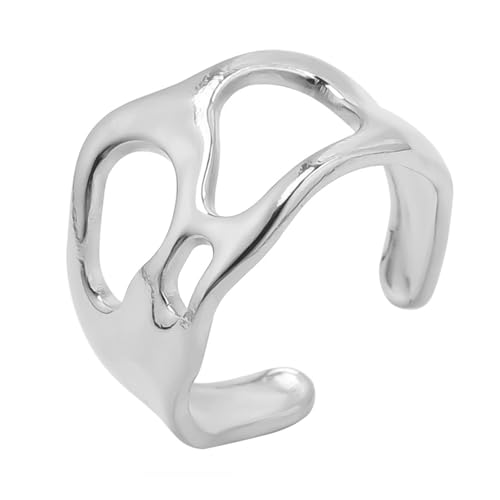 Geavonyg Moderne Einfache Ringe Legierte Textur Stilvolle Unisex Unregelmäßige Moderne Opeinein Einzigartige Einstellbar Für Den Täglichen Party Accessoire von Geavonyg