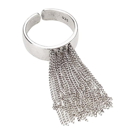 Geavonyg Quastenring Silber Farbe Für Frauen Männer Eleganter Charme Vintage Unique Persönlichkeit Party Schmuckring Schmuckkettenringe Mit Silbernen Vintage Goth Punk Ringen von Geavonyg