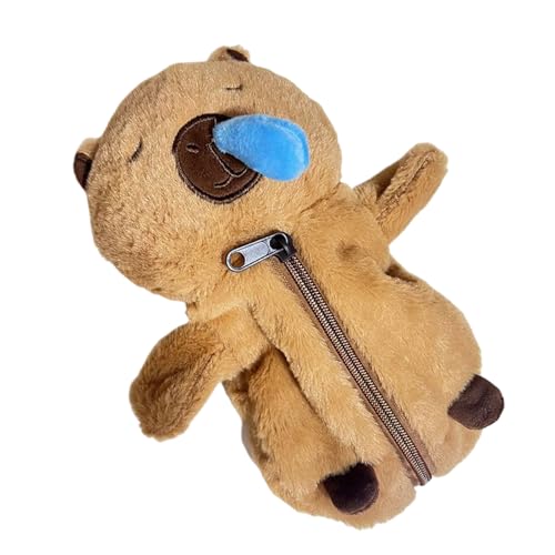 Geavonyg Schöne Tierstiftbeutel Plüsch Cartoon Tierhülle Große Kapazität Organisatoren Kosmetische Plüsch Großer Kapazität Make Up Schöne Cartoon Capybara Hülle von Geavonyg
