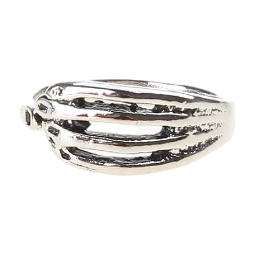Geavonyg Skelett Handring Retro Punk Öffnung Schädel Hip Hop Persönlichkeit Finger Steampunk Party Schmuck Männer Frauen Halloween Ringe Für Männer Einzeln Für Teenager Wochingkinder von Geavonyg