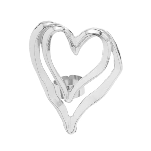 Geavonyg Übertreibung Persönlichkeit Metallringe Orament Eckfange Übertriebene Herzförmige Schmuck Trendy Accessoire Paar Ringe von Geavonyg
