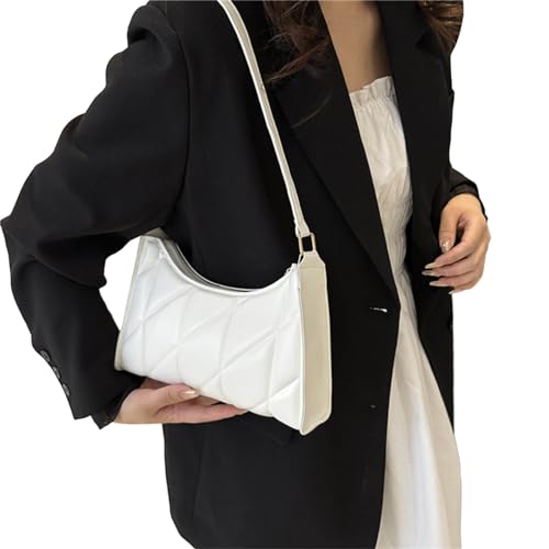 Gesteppte Umhängetaschen Große Kapazität Unterarmtasche Feste Farbe PU TOTE Mode Handtasche Vielseitige Achselhöhle Für Frauen Trendy Grid Stickerei von Geavonyg