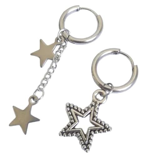 Gothic Punk Metal Drop Ohrringe Silber Farbe Stern Kreuzt Pendientes Modische Felsohrschmuck Für Frauen Männer Hollow Star Drop Ohrhaken von Geavonyg