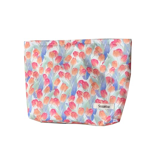 Großkapazität Reisen Toilettenkosmetikbeutel Tragbares Blumendruck Make Up Multifunktionaler Aufbewahrungstasche Für Frauen Kosmetik Für Frauen von Geavonyg