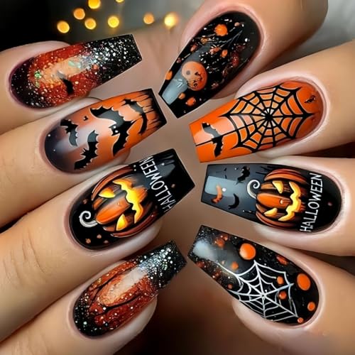 Halloween Square Press Auf Nägeln Spinnweb & Designs Bauch von Geavonyg