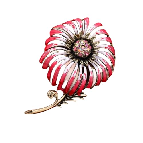 Handgefertigte Blumenbrosche Vintage Design Antique Gold Finish Tropfen Ölblätter Kristall Eleganter Schmuck Antikstil Floral Brosche von Geavonyg