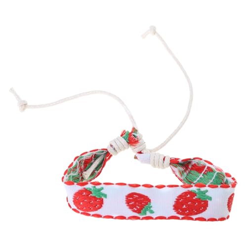 Handgefertigte Erdbeerblume Gesticktes Armband Schmuck Ethnischer Stil Geflochtener Freundschaftswickel Armbänder Handgefertigt Geflochten von Geavonyg