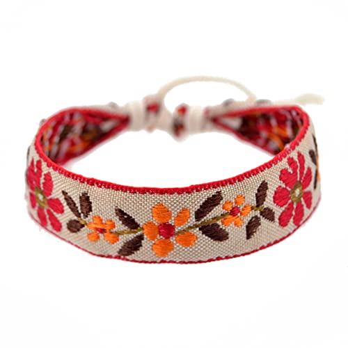 Handgefertigte Erdbeerblume Gesticktes Armband Schmuck Ethnischer Stil Geflochtener Freundschaftswickel Armbänder Handgefertigt Geflochten von Geavonyg