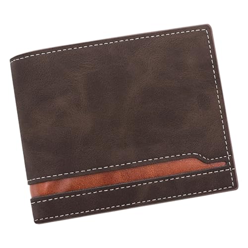 Herren PU Leder Brieftasche Kratzfester Kartenhalter Kurz Geldbeutel Anbietet Praktikabilität Und Stile Für Moderne Gentlemen Retro Farbbrieftasche von Geavonyg