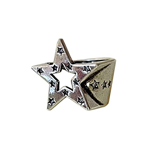 Hohlfeuchter Stern Retro Silber Farbring Für Frauen Männer Vintage Geometrische Unregelmäßige Fingerringe Party Schmuck Kühl Gotisch Einstellbare Eröffnung Stapelbarer Mode Schmuck Geschenk von Geavonyg