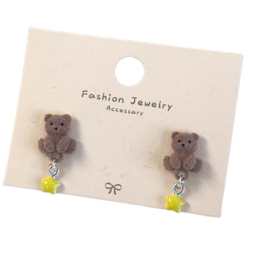 Kaffeebär Ohrringe Mädchen Ohrschmuck Schmuck Cartoon Bären Ohrohrschstene Anhänger Verlockende Textur Ideal Für Tägliche Trage Süßes Exquisites von Geavonyg