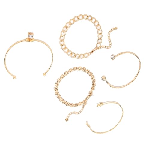 Legiert Offenes Manschettenarmband Set Von 5 Mit Komplizierten Strasssteinen Und Perlen Für Modische Frauen Mit Stilvollen Outfits Strauchstangen Armreifen von Geavonyg