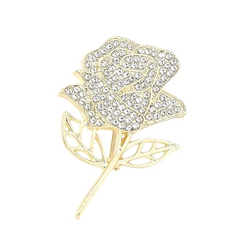 Legierung Rose Broschen Mit Funkelnden Strasssteinen Frauen Modische Stifte Unisex Blumenschmuck Für Partys Und Tägliche Verwendung Eleganter Rosenbroschen Für Frauen von Geavonyg