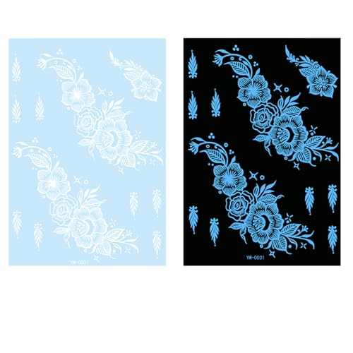 Leuchten Sie Dunkle Tätowierte Tätowierte Weiße Aufkleber Die Leicht Wasserdicht Für Partys Auftragen. Weißer Aufkleber Glühen In Der Dunklen Temporären von Geavonyg