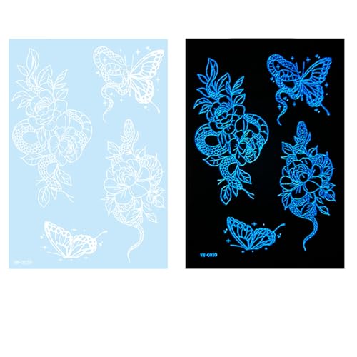 Leuchten Sie Dunkle Tätowierte Tätowierte Weiße Aufkleber Die Leicht Wasserdicht Für Partys Auftragen. Weißer Aufkleber Glühen In Der Dunklen Temporären von Geavonyg