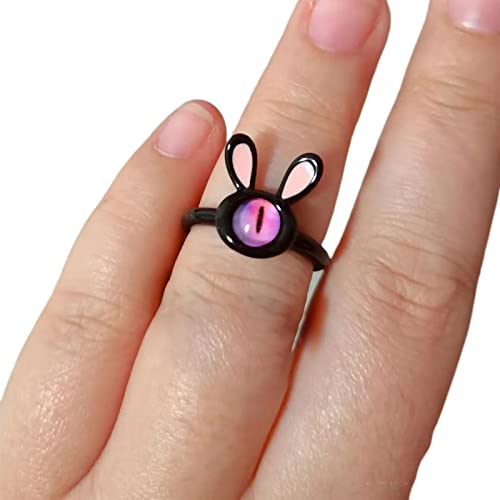 Lustige Ringe Süße Katze Little Kaninchen Big Eye Bestie Liebe Schüler Handdekoration Geschenk Mode Schmuck Für Männer Katze Frauen Mädchen Schwarze Süße Verstellbar Frauen von Geavonyg
