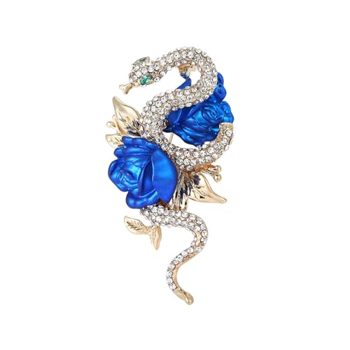 Luxuriöse Strasssteine ​​verschönerte Brosche Mit Unverwechselbaren Rosen Und Schlangendesigns Für Stilvolle Gelegenheiten Business Meeting Jewelry von Geavonyg