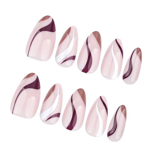 Mandelpresse Auf Nägeln Gefälschte Glänzende Acrylkünstigungsstäbchen Für Frauen 24PCS 12 Größe Klebstoffe Acrylkleben Nagel Für Frauen Klar von Geavonyg