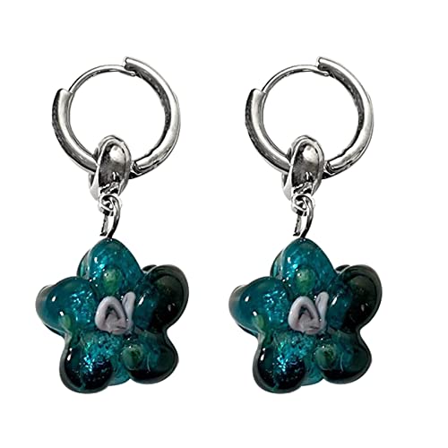 Mehrfarbige Acrylharz Marmon Blumen Ohrringe Für Frauen Versilberte Metallrunde Runde Reifen Ohren Mode Schmuck Mädchen Bunte Acryl Ohrring Mädchen von Geavonyg