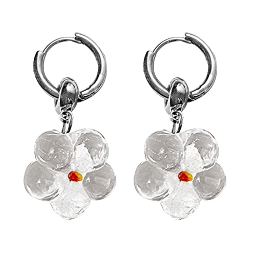 Mehrfarbige Acrylharz Marmon Blumen Ohrringe Für Frauen Versilberte Metallrunde Runde Reifen Ohren Mode Schmuck Mädchen Bunte Acryl Ohrring Mädchen von Geavonyg