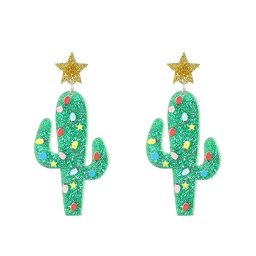 Mode Dangle Ohrringe Baum Alpakas Cactus Dinosaurier Statement Schmuck Weihnachten Cartoon Acryl Fashion Drop Ohrringe von Geavonyg