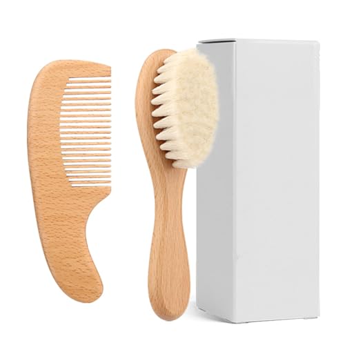 Natural Beechwood Säuglingshaarbürste Set Mit Weicher Wolle Für Sanfte Kopfhautpflege Und Badezeit Reinigen Babyhaarset Set von Geavonyg