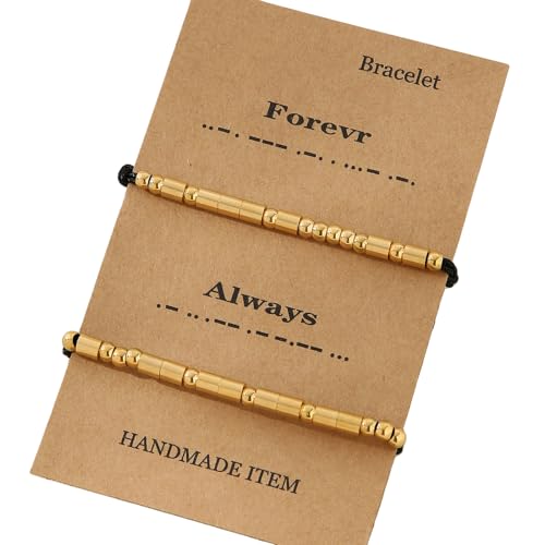 Pack Von 2 Morsecode Armbändern Geflochtenes Armband Spleißen Edelstahl Textur Geeignet Für Paar von Geavonyg