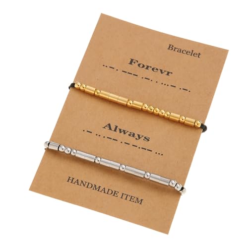 Pack Von 2 Morsecode Armbändern Geflochtenes Armband Spleißen Edelstahl Textur Geeignet Für Paar von Geavonyg