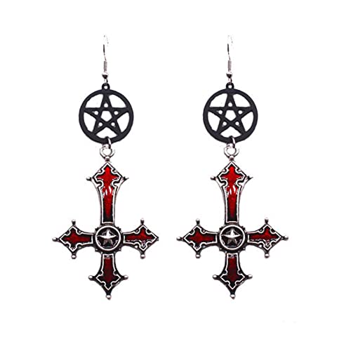 Punk Dangle Ohrringe Kreuzförmiger Tropfen Gothic Schmuck Accessoires Anhänger Geschenk Für Frauen Mädchen Cross Dangle Ohrringe von Geavonyg