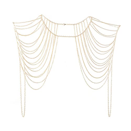 Quastenstil Doppelter Schulterkette Halsketten Ketten Punk Körperketten Fashion Party Accessoires Gold Silber Kette Für Frauen Gold Halskette Körper Schmuck Silber von Geavonyg