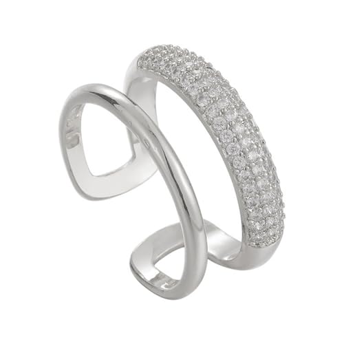 Raffinierte Doppelschichtringe Mit Zirkonia Verstellgröße Finger Offene Ringe Für Den Täglichen Gebrauch Und Accessoire Event von Geavonyg