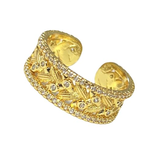 Retro Stile Verstellbare Weizenmuster Ringe Schmuckzubehör Für Trendige Frauen Robuste Legierungsmaterialien Goldton Offen Verstellbare Ringe von Geavonyg