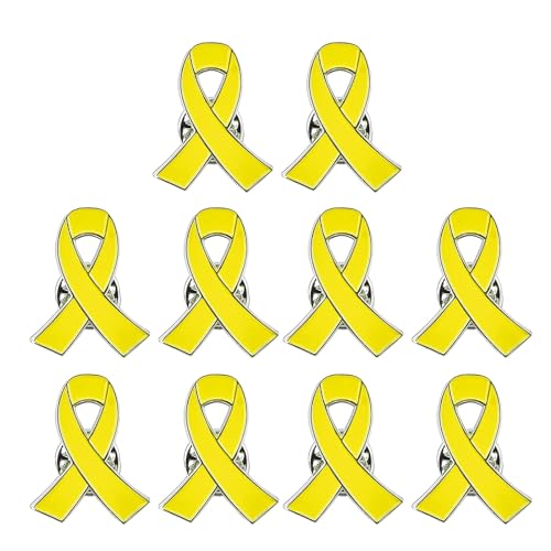 Set Von 10 Antiviolence Bewusstseinstiften Stifte Gelbe Bandförmige Broschen Emaille Schmuckstillung Kleidung Accessoires Gesundheitsbewusstsein Stift von Geavonyg